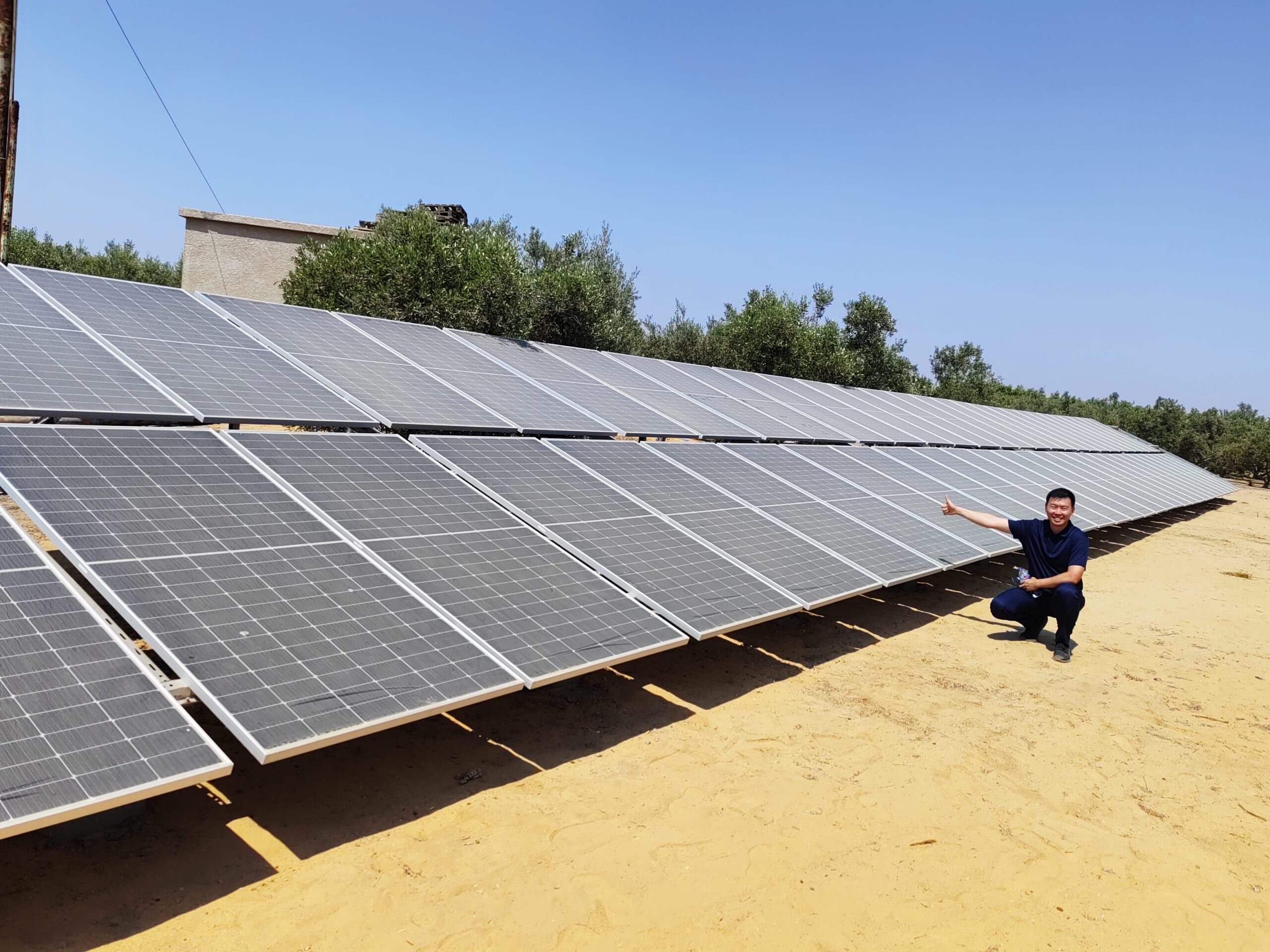 Off grid water well pump system installation in Egypt desert location
