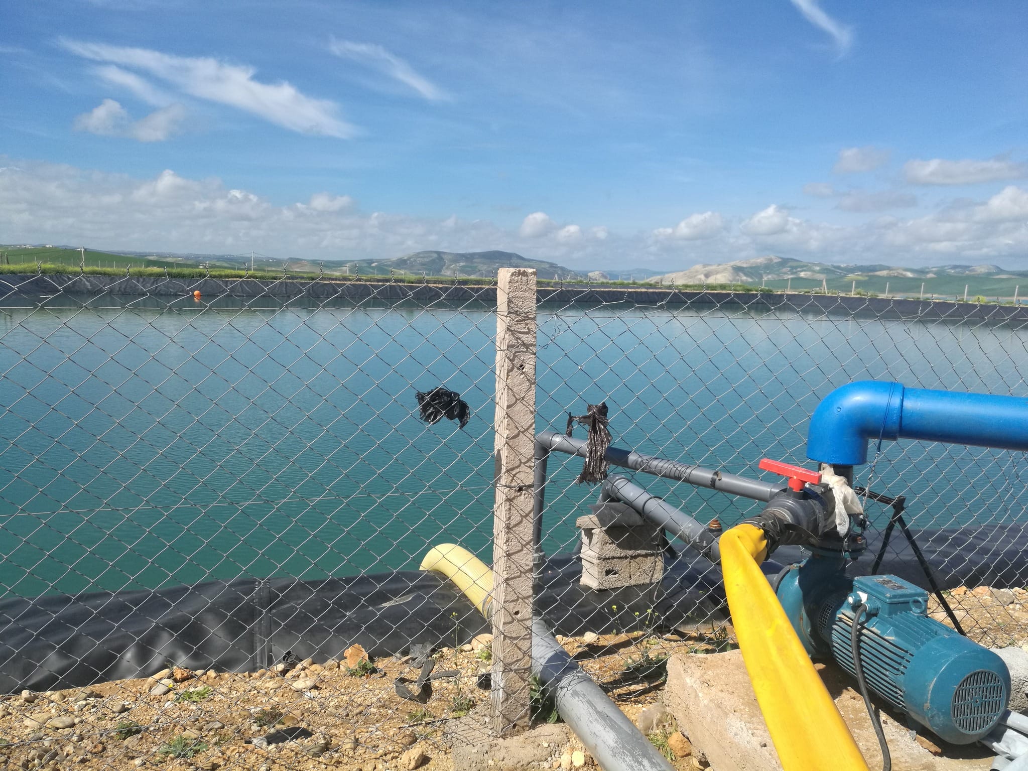 Submersible pump installation in agricultural pond