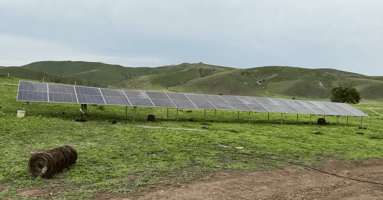 Complete solar panel installation for livestock watering