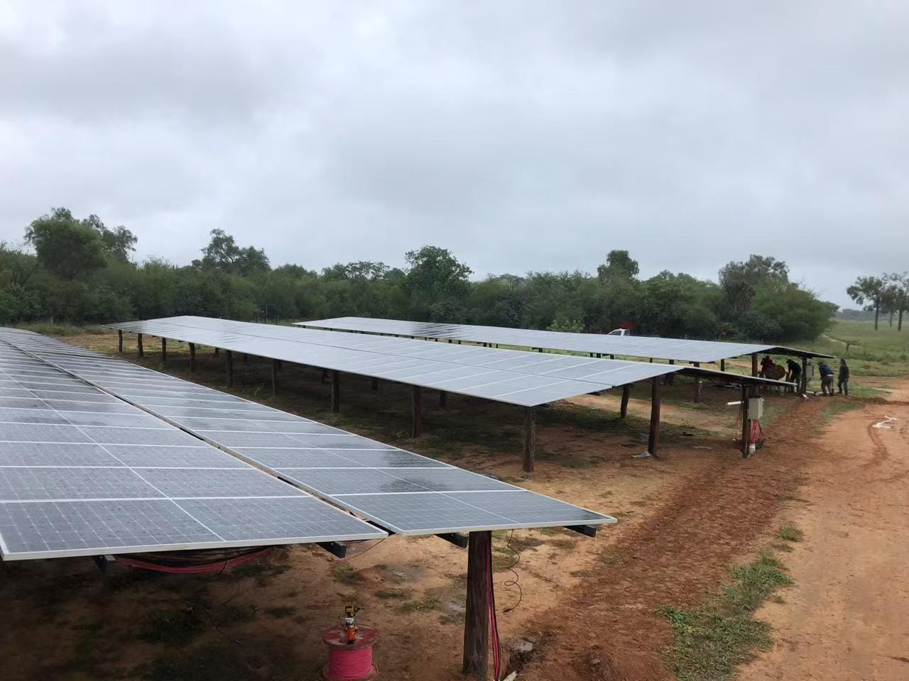 Solar panel installation site preparation in Paraguay