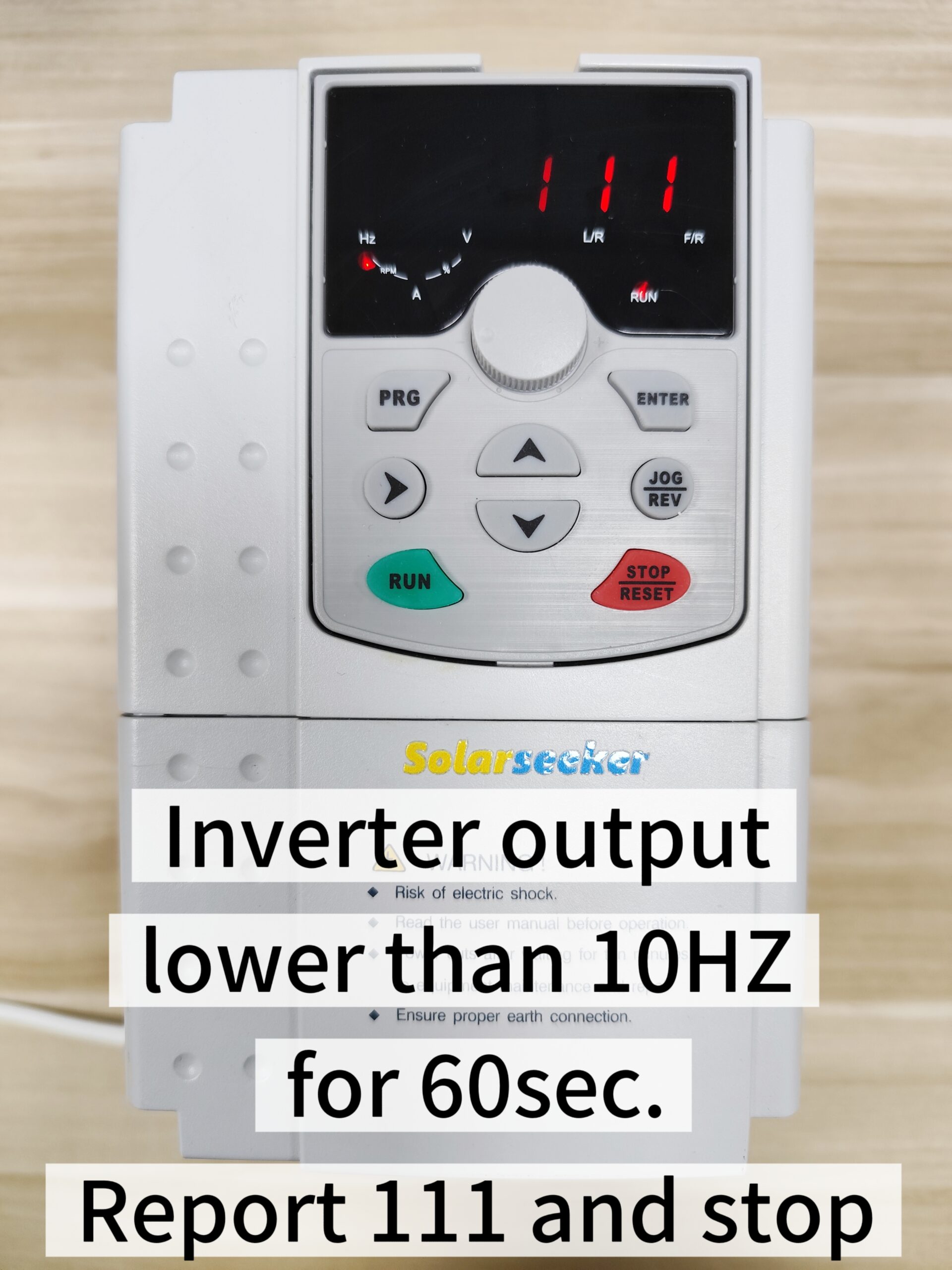 SP4 error code 111 low frequency protection parameter display