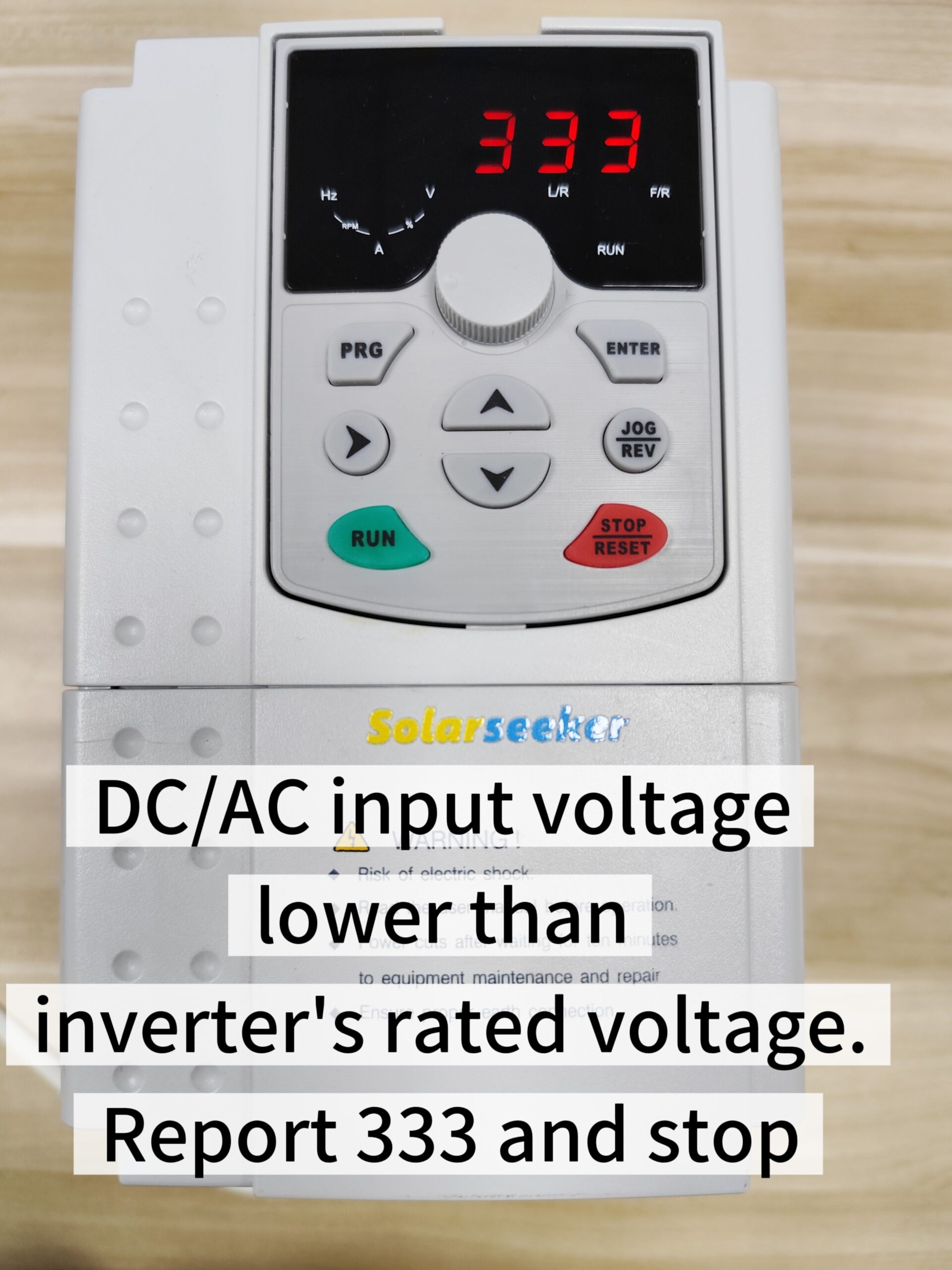 SP4 error code 333 under voltage protection parameter display