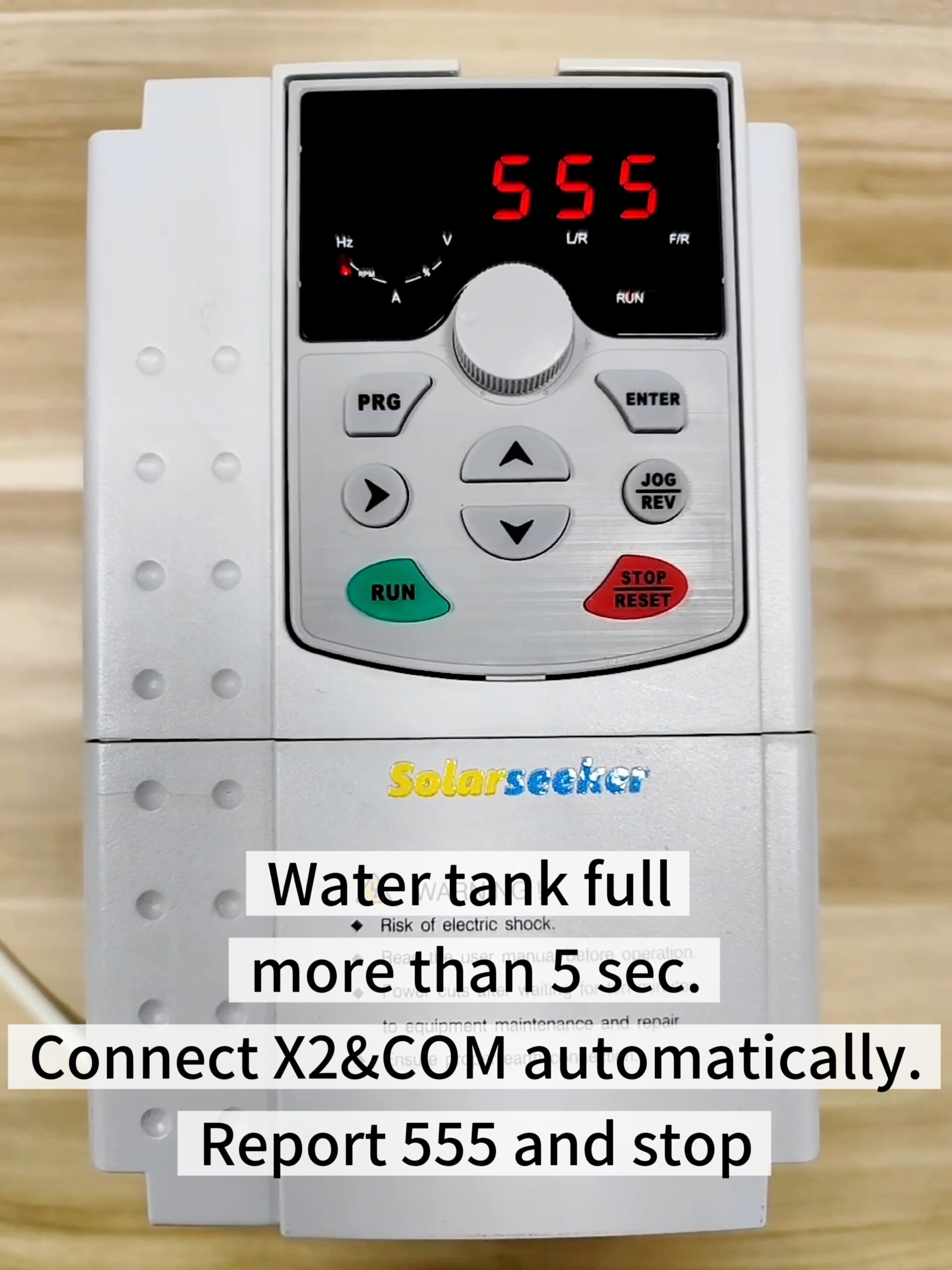 SP4 error code 555 water tank full parameter display