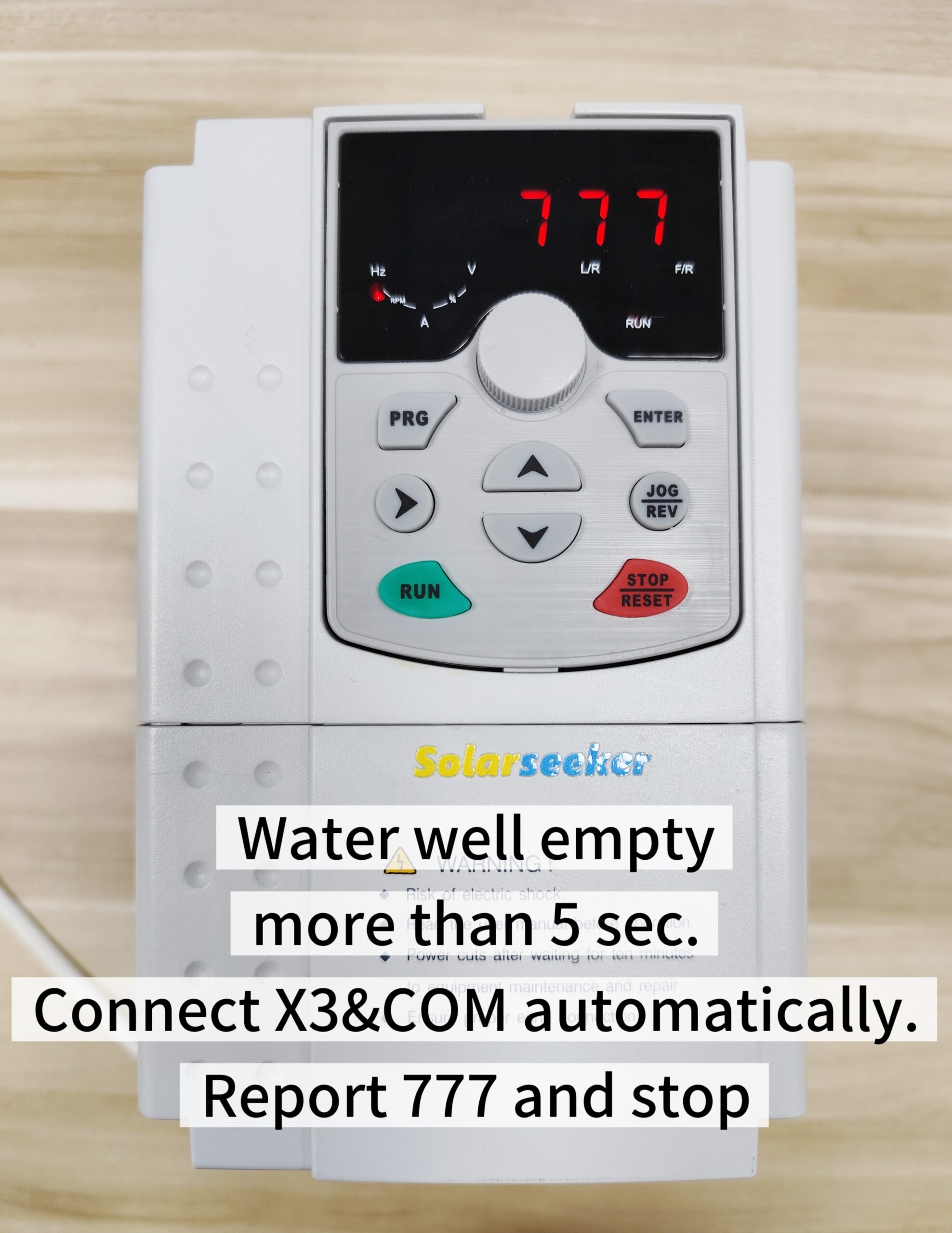 SP4 error code 777 water well empty parameter display