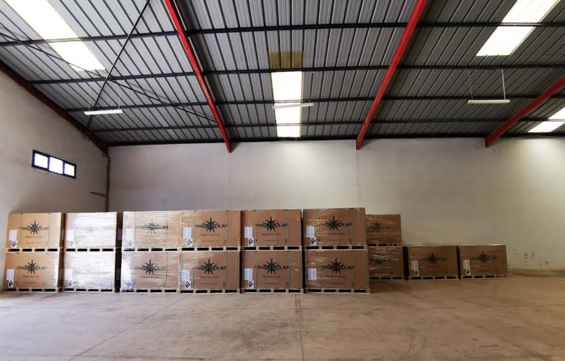 Local 380V stock in Morocco warehouse including solar panel and inverter inventory