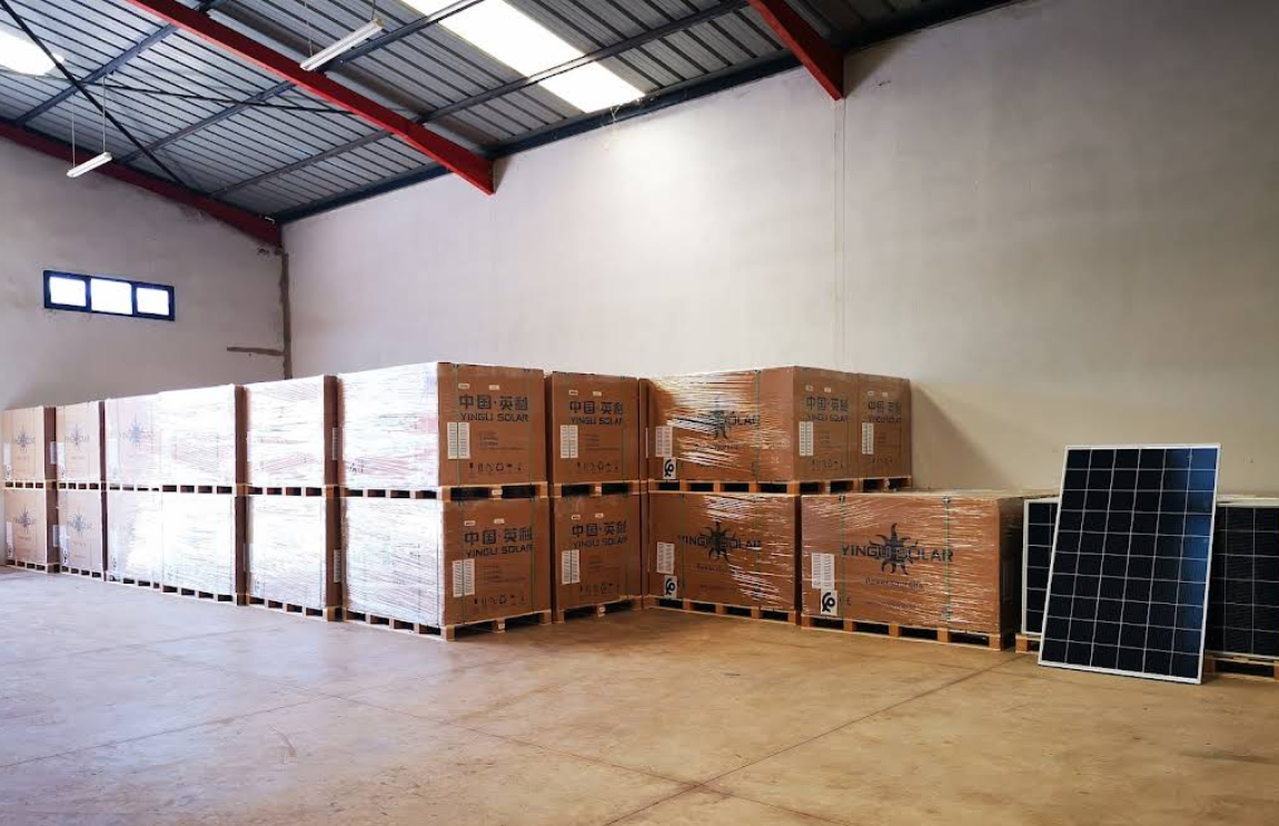Casablanca warehouse cooperation with Yingli solar panel distributor for Morocco solar motor pump projects