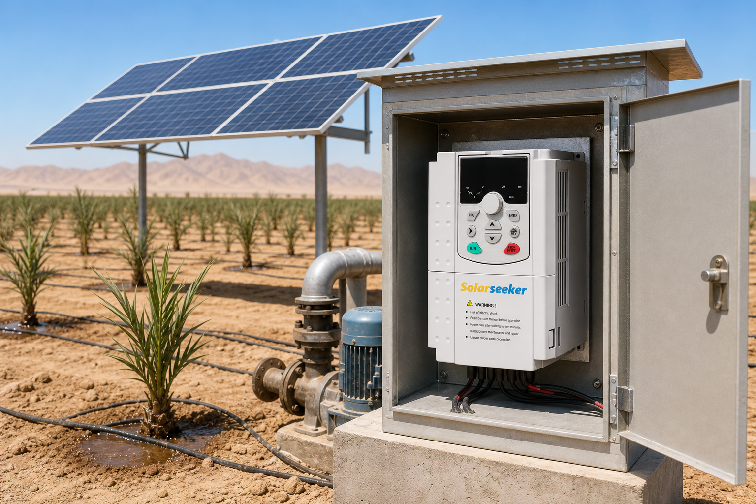 SolarSeeker SP3 220V three phase solar pump inverter field installation